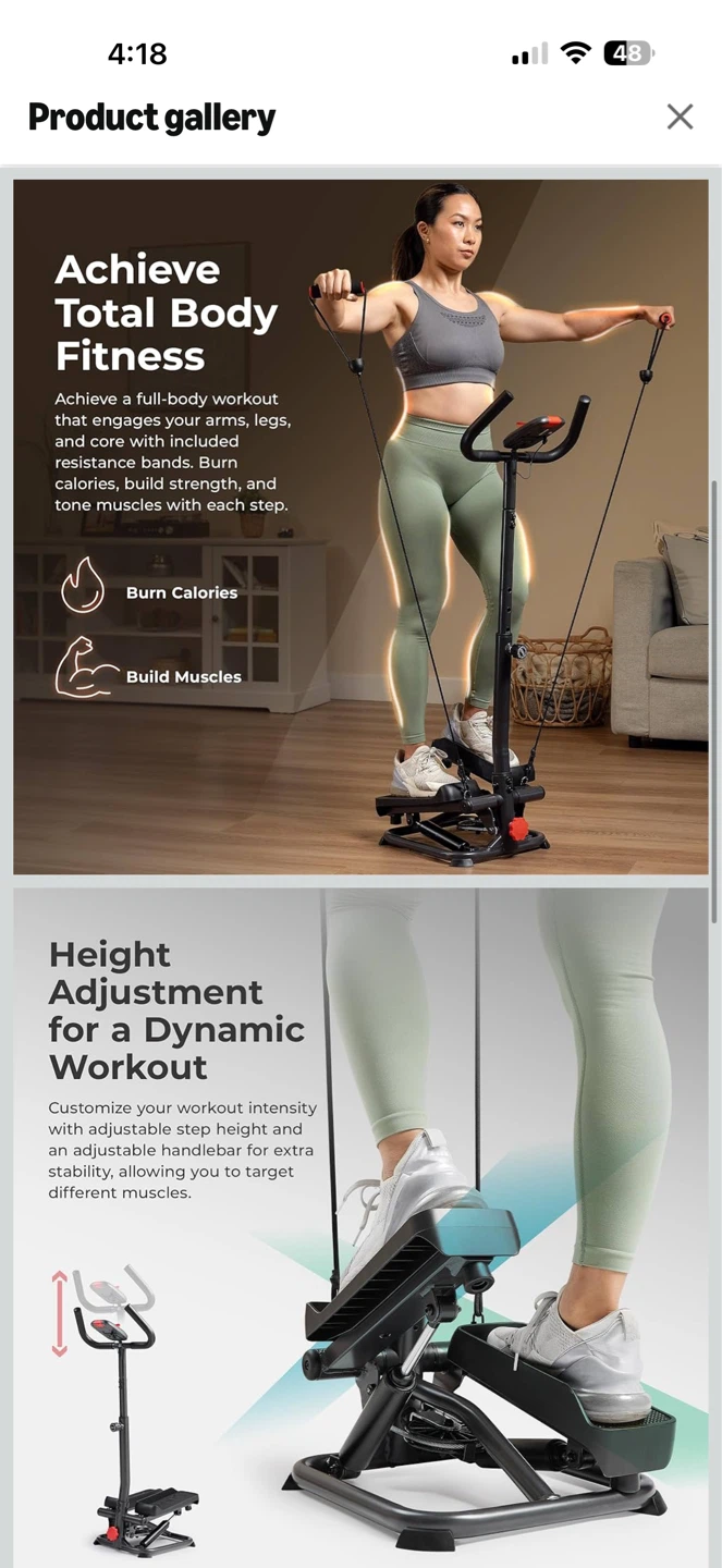 Sunny Health & Fitness Total Body 2-in-1 Smart Stepper - photo 2