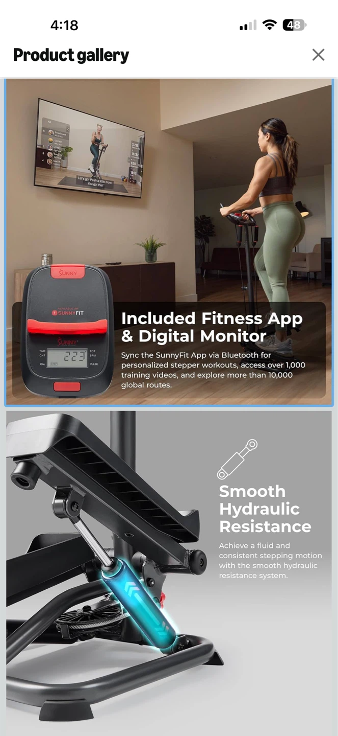 Sunny Health & Fitness Total Body 2-in-1 Smart Stepper - photo 3
