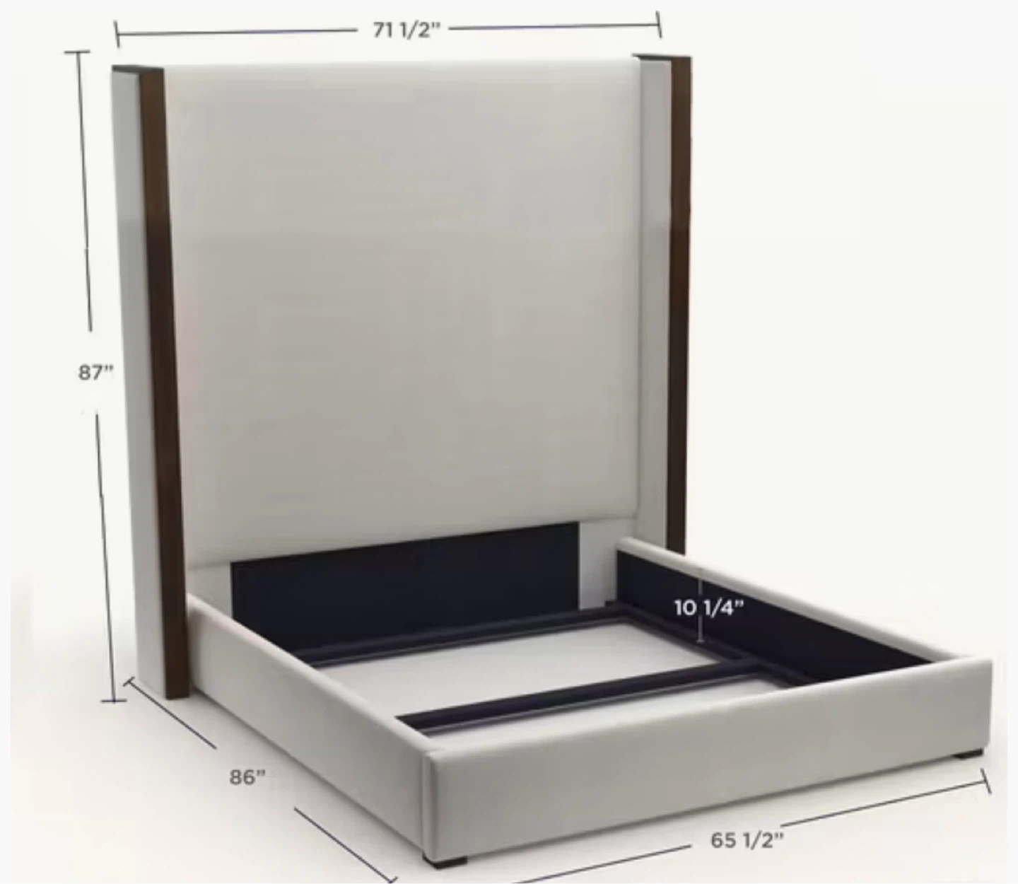 Dark Gray Upholstered Bed Frame with Wood Accents - photo 3