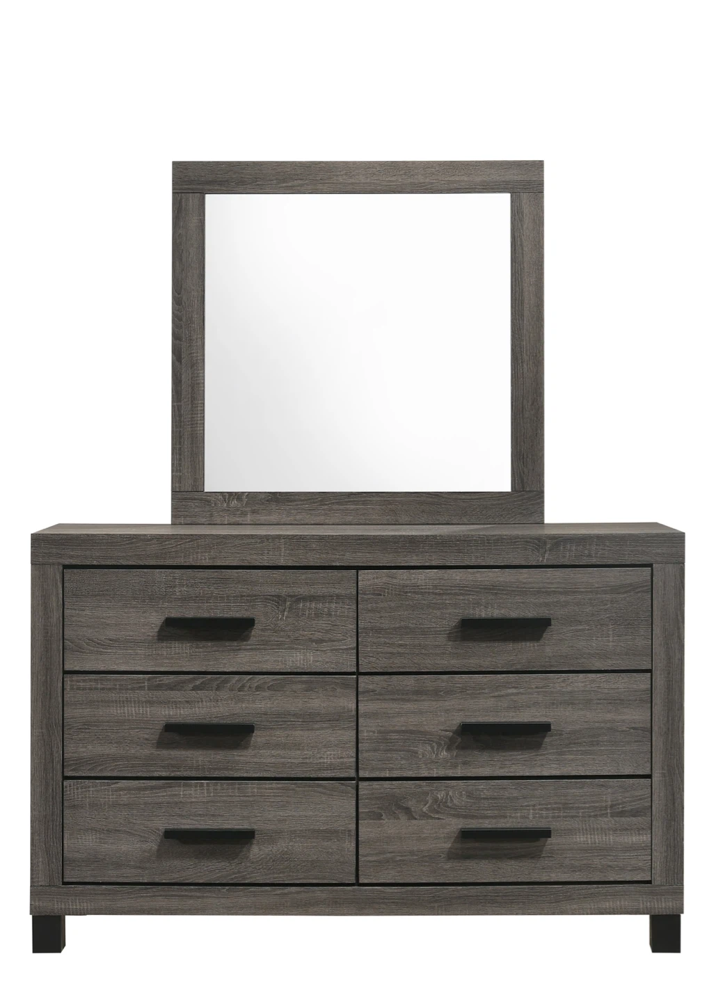 Gray Wood Dresser with Mirror - photo 2
