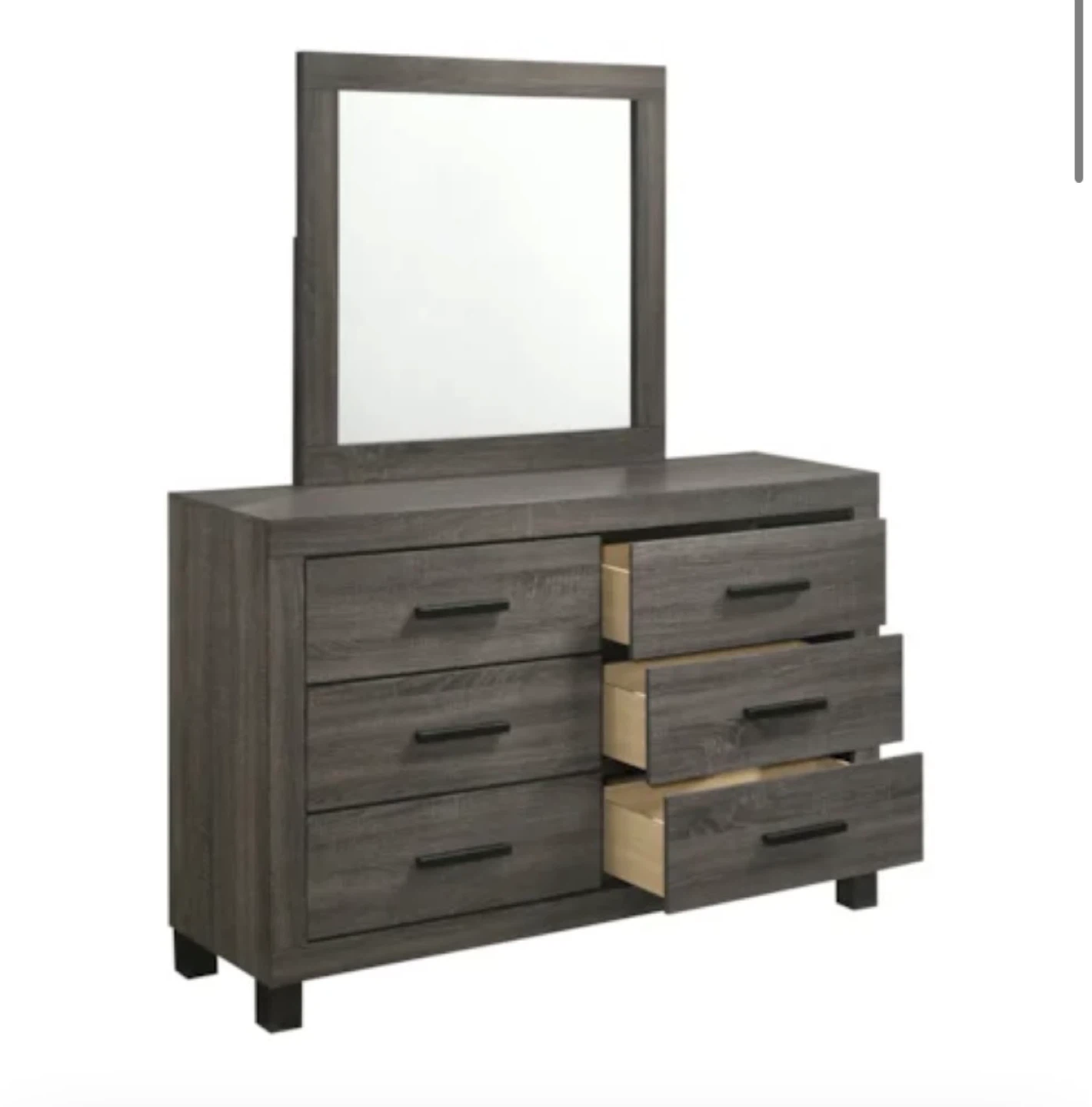 Gray Wood Dresser with Mirror