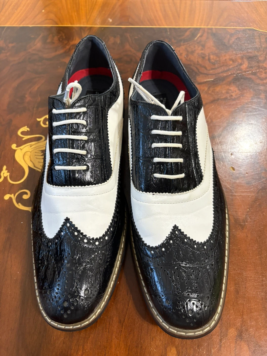 Enzo Romeo Black & White Wingtip Brogues - Size 11