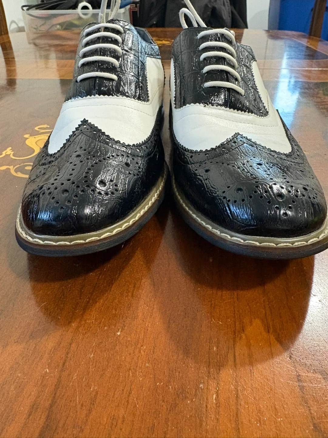 Enzo Romeo Black & White Wingtip Brogues - Size 11 - photo 2