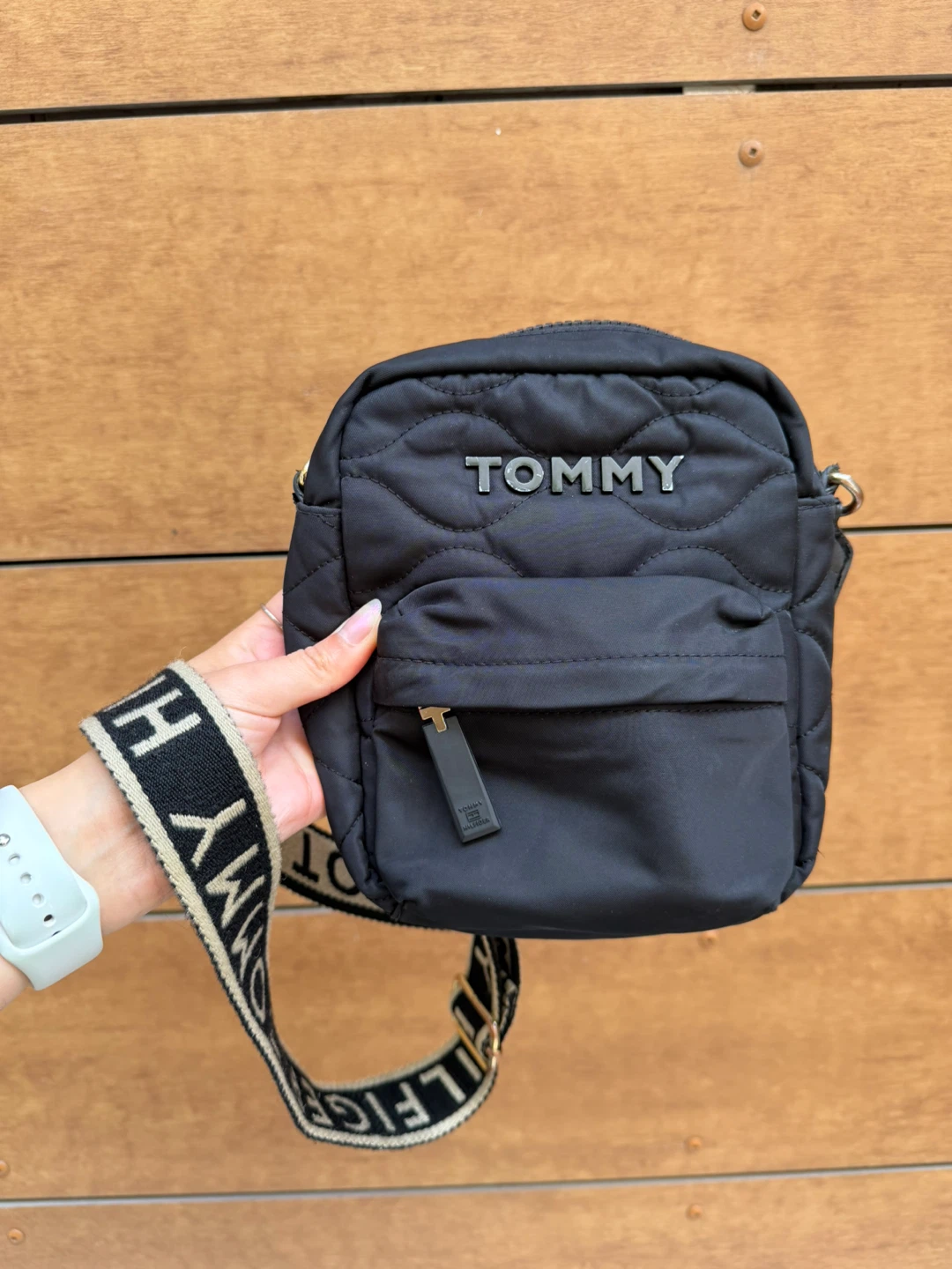 Tommy Hilfiger Black Quilted Crossbody Bag