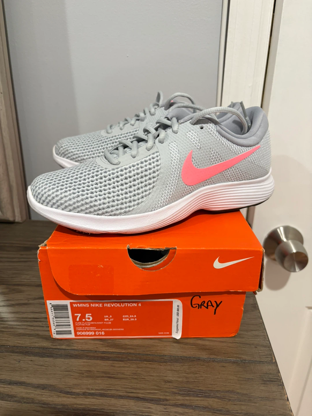 Nike Women's Revolution 4 Running Shoes Gray Size 7.5