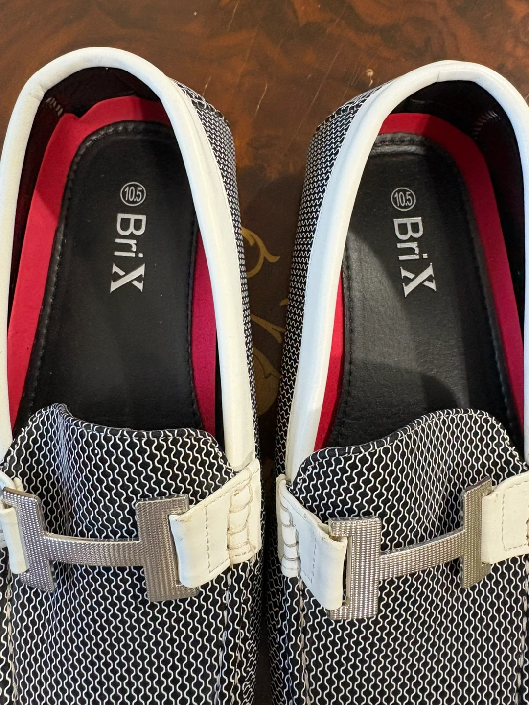 BriX Loafers Men's Size 10.5 Black White Pattern - photo 3