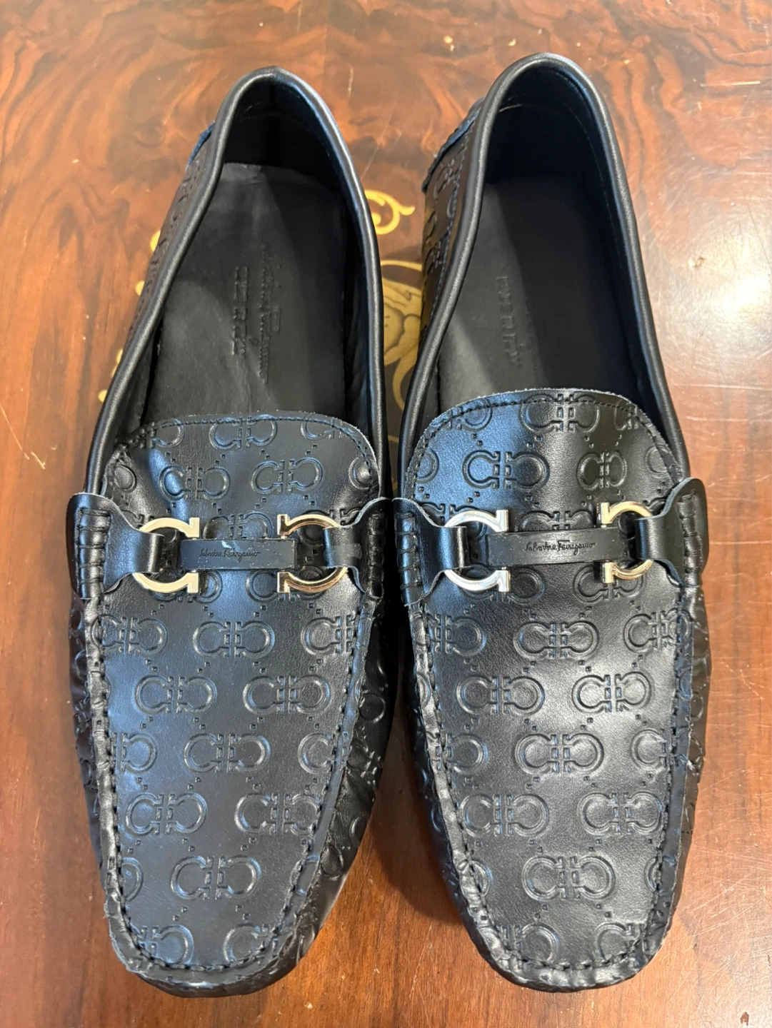 Salvatore Ferragamo Black Leather Loafers - Size 13
