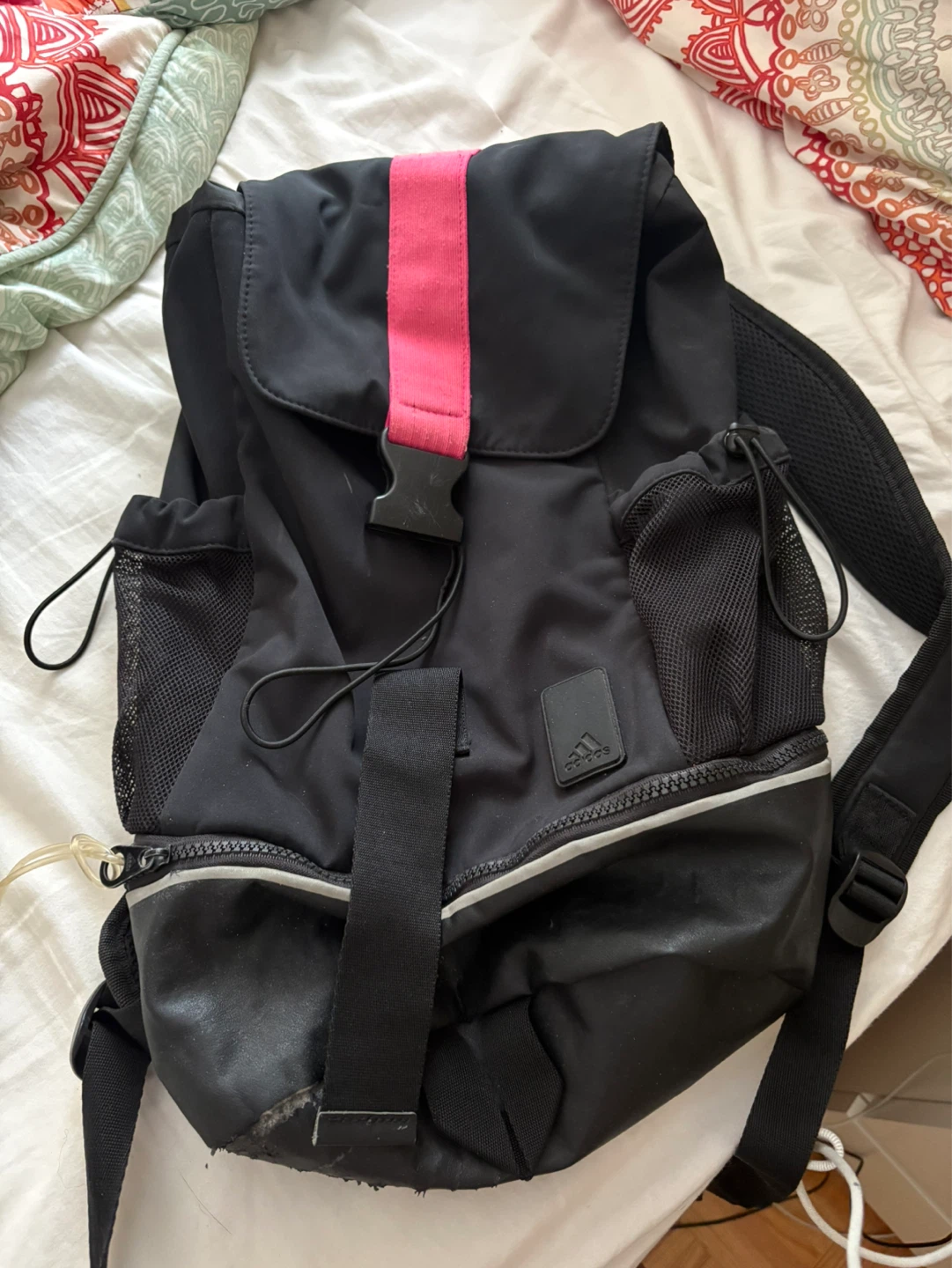 Adidas Black Backpack with Pink Strap