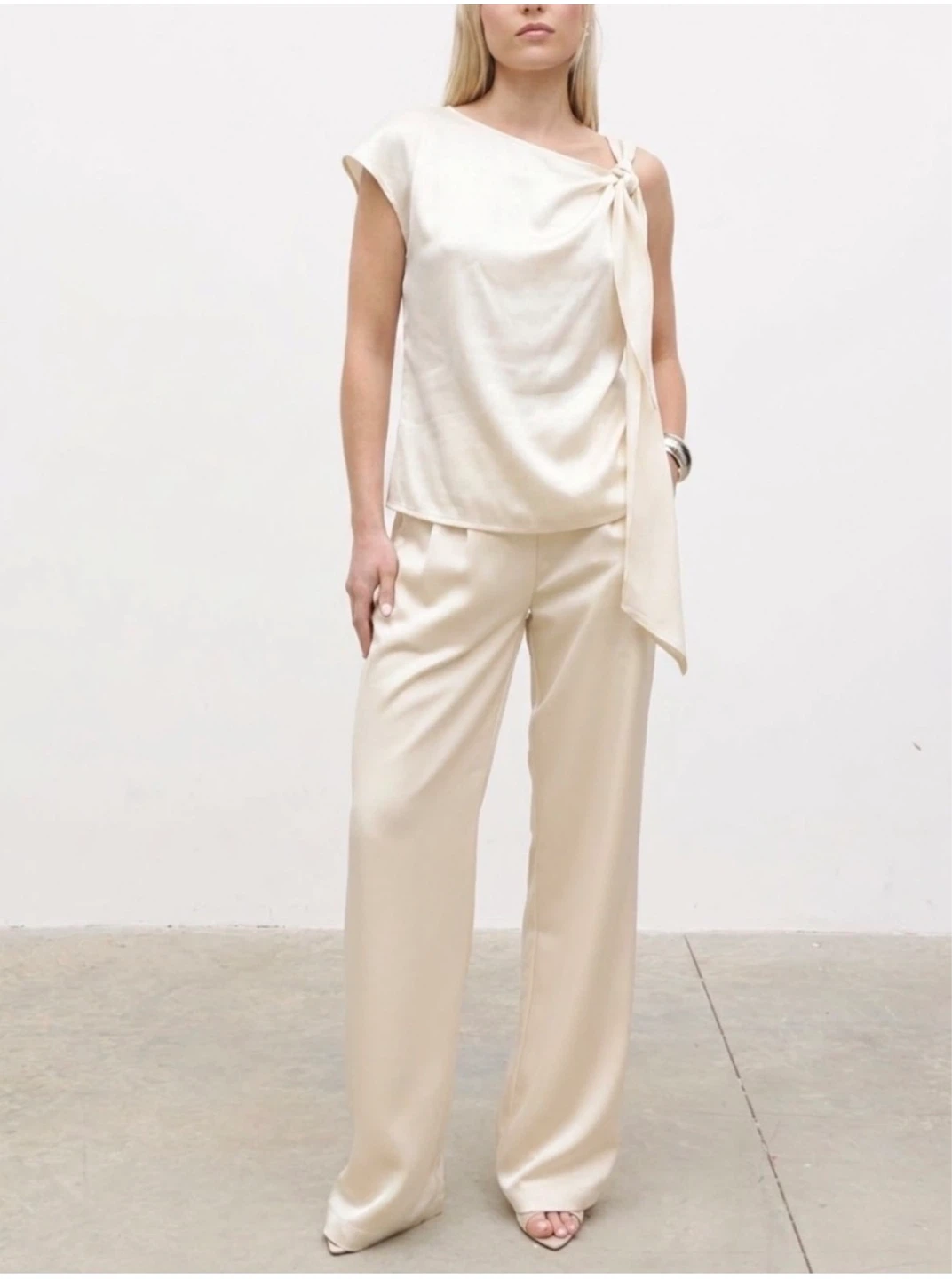 Satin Top and Zara satin trousers