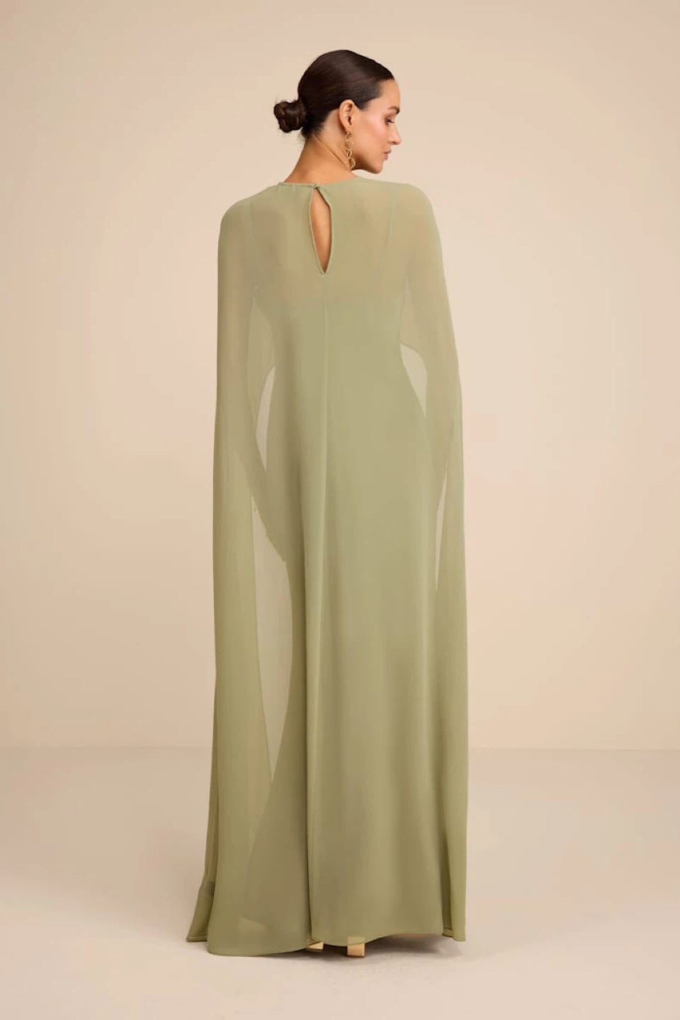 Lulu’s Sage Green Slip Dress with Cape Overlay - photo 4