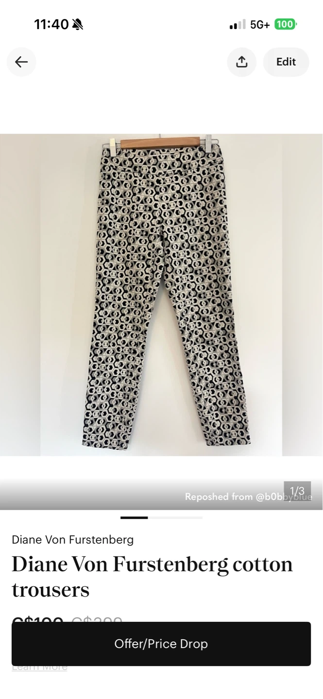 Diane Von Furstenberg Cotton Trousers - photo 3