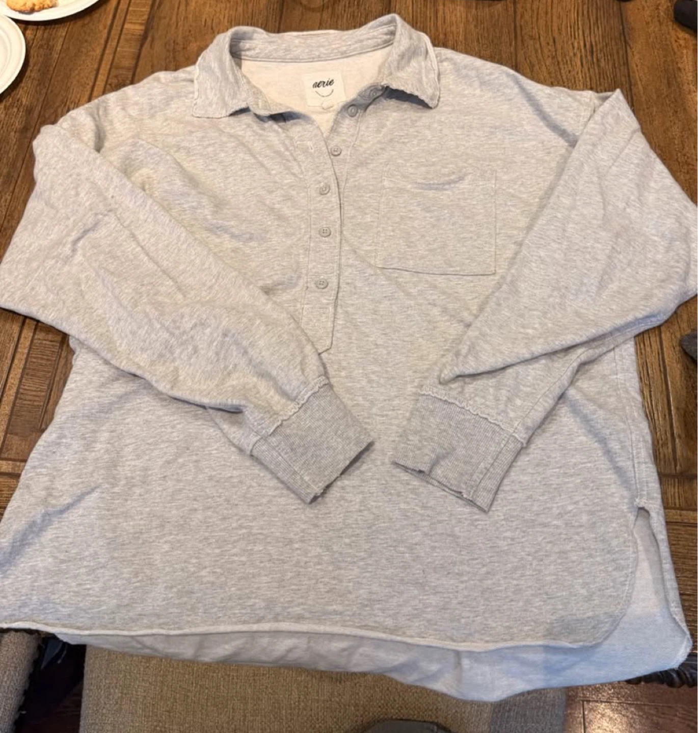 Aerie Gray Collared Long Sleeve Shirt XS - photo 3