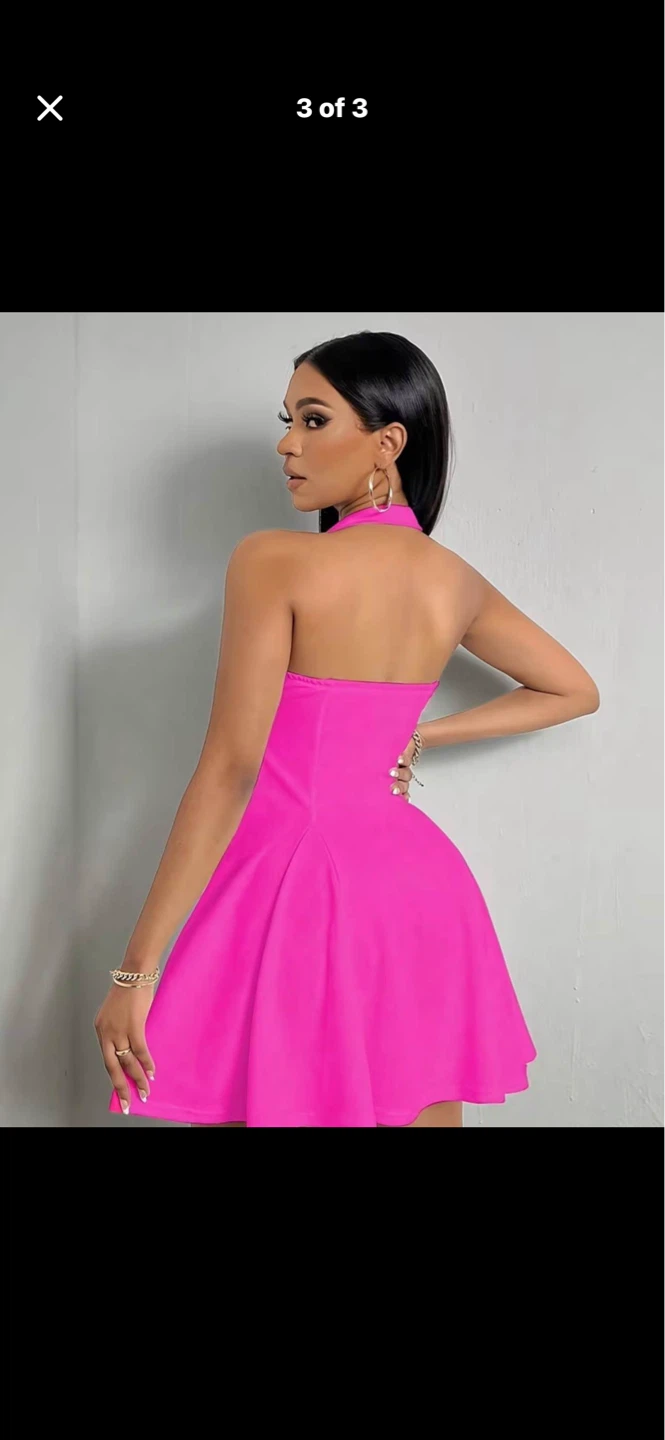 Hot Pink Halter Mini Dress. Size small - photo 2