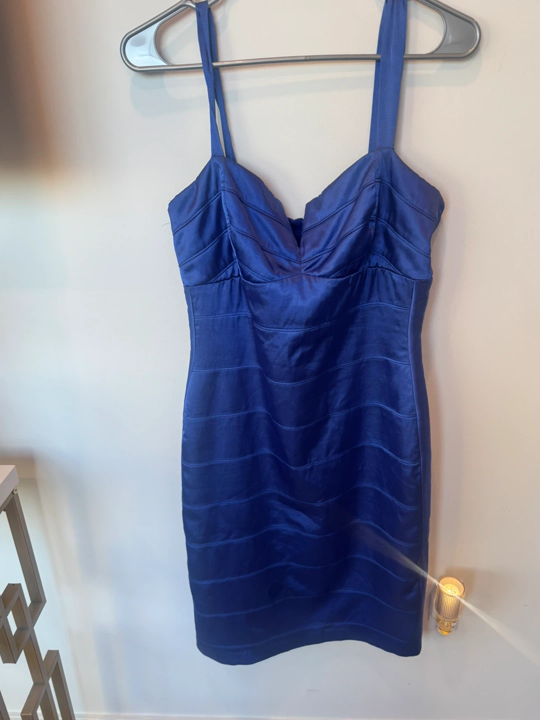 Le Château Royal Blue Bandage Dress. Size medium