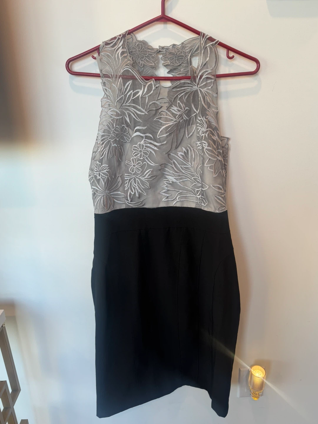 Black and Grey Embroidered Sleeveless Dress. Size 14