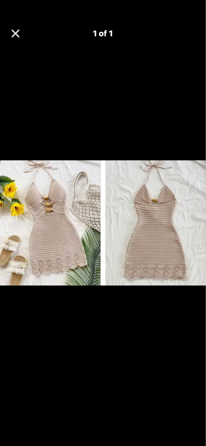 Women's Crochet Halter Mini Dress. Size med