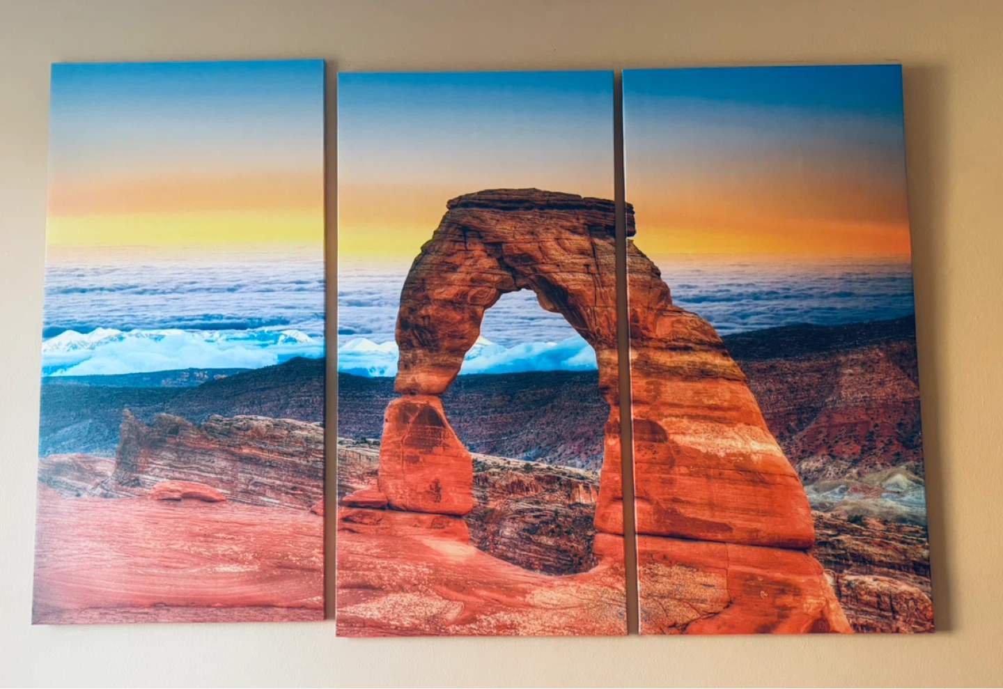 Large three-piece printed canvas Arches National Park landscape