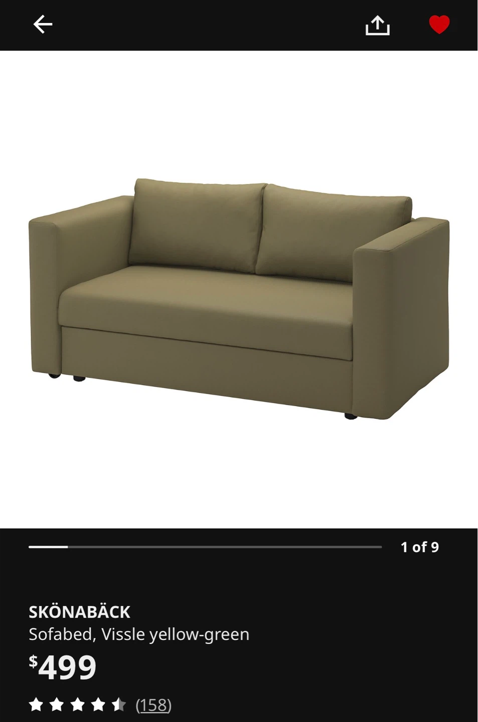 IKEA SKÖNABÄCK Sofabed, green