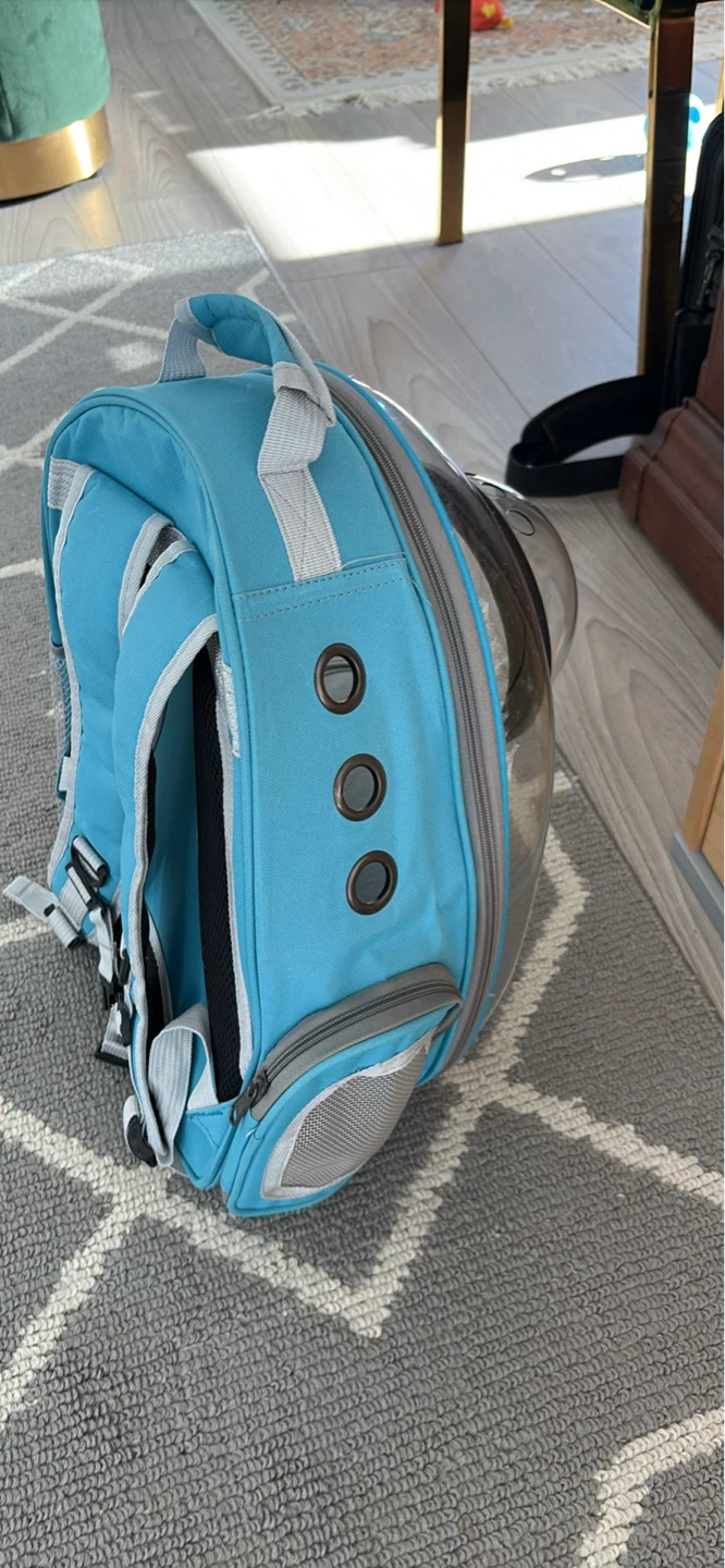 Blue Pet Carrier Backpack with Bubble Dome