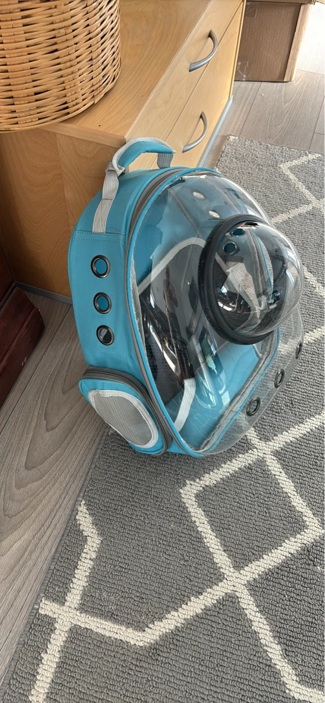 Blue Pet Carrier Backpack with Bubble Dome - photo 3