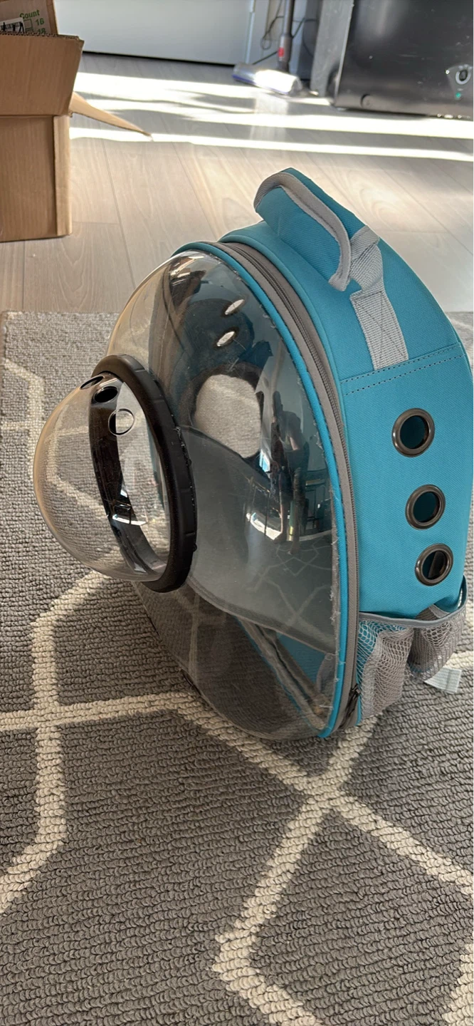 Blue Pet Carrier Backpack with Bubble Dome - photo 4
