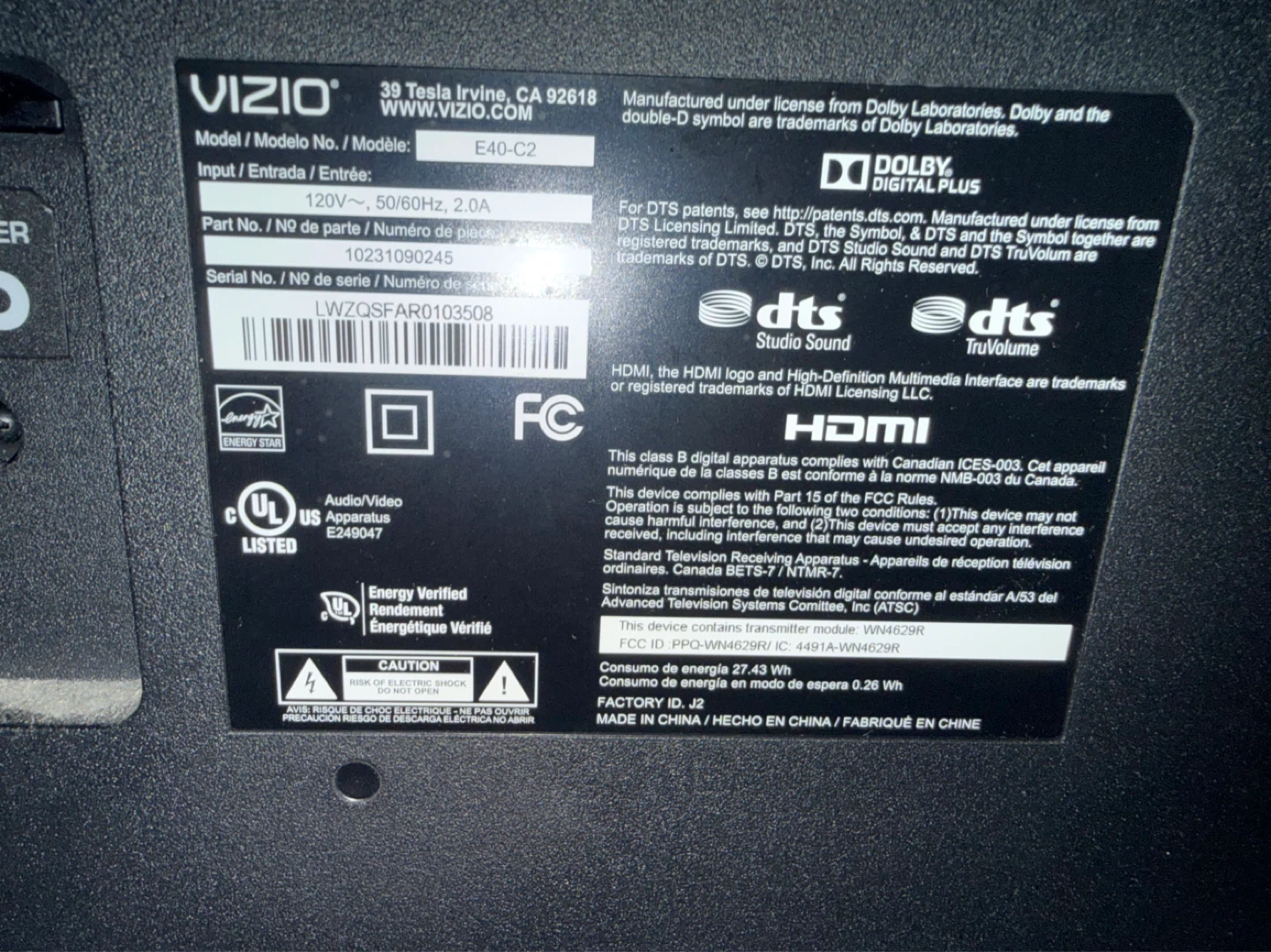 VIZIO E40-C2 40" LED TV - photo 3