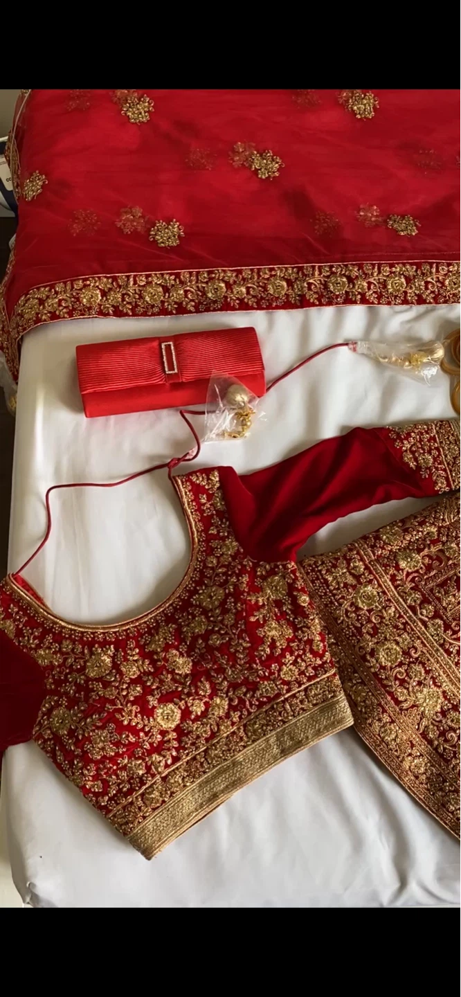 Beautiful Red and Gold Embellished Lehenga Choli Set - photo 3