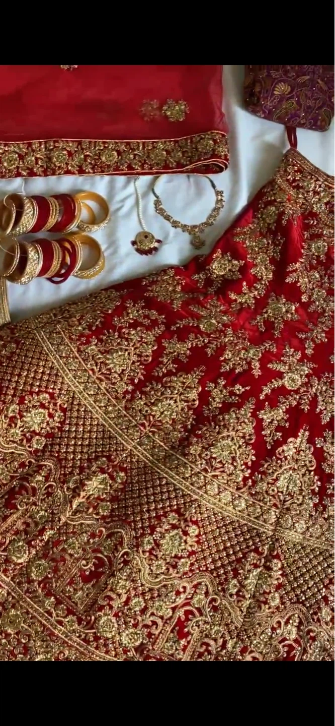 Beautiful Red and Gold Embellished Lehenga Choli Set - photo 4