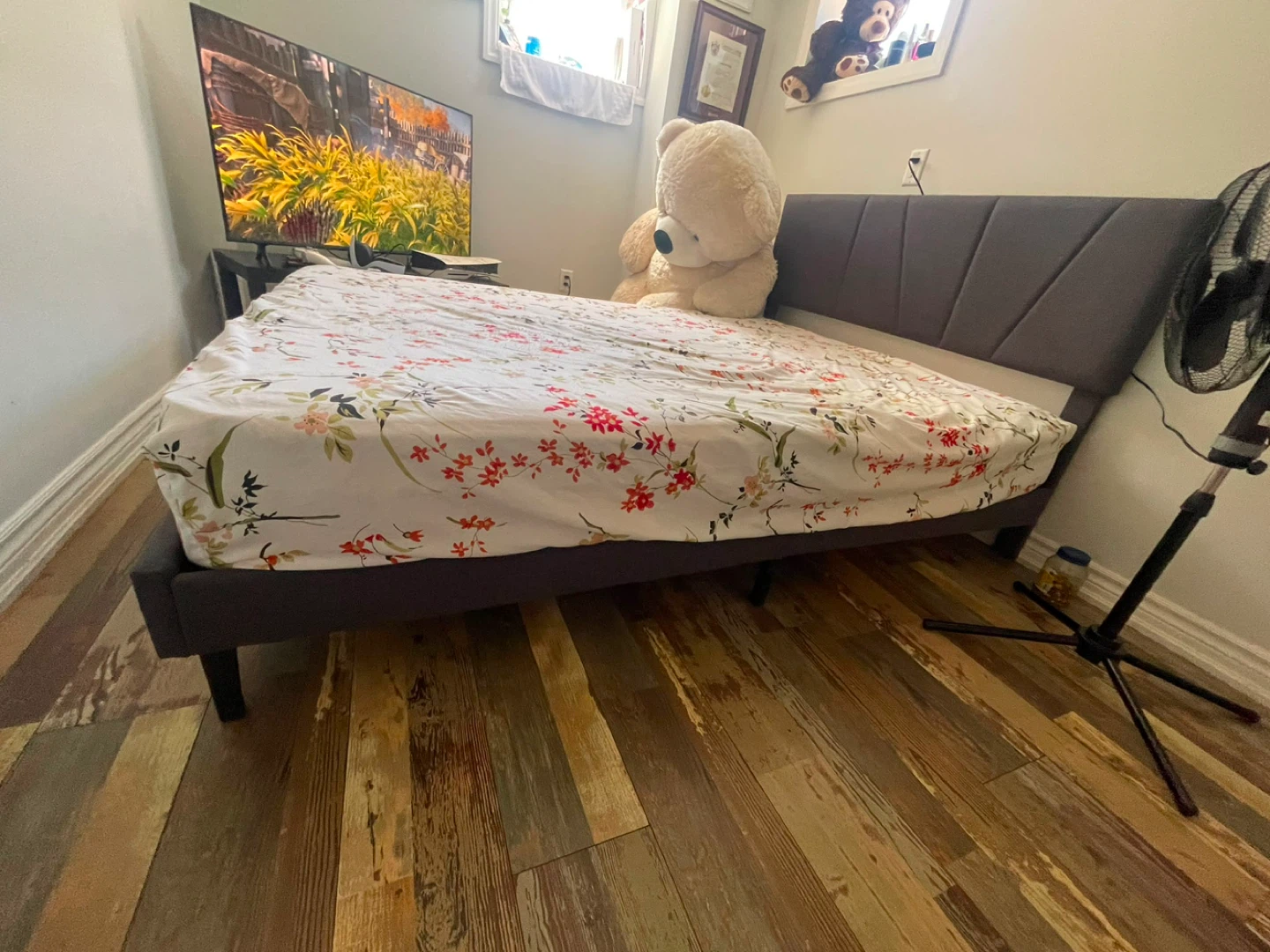 Queen-size bed with mattress