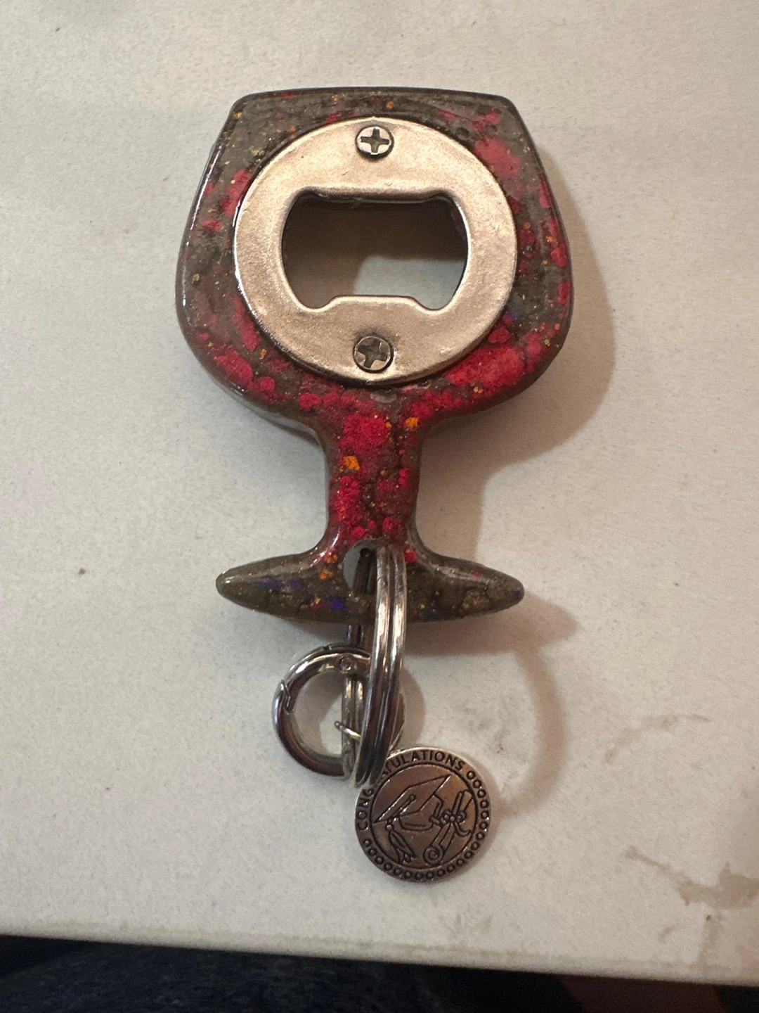 Resin Wine Glass Shaped Bottle Opener Keychain