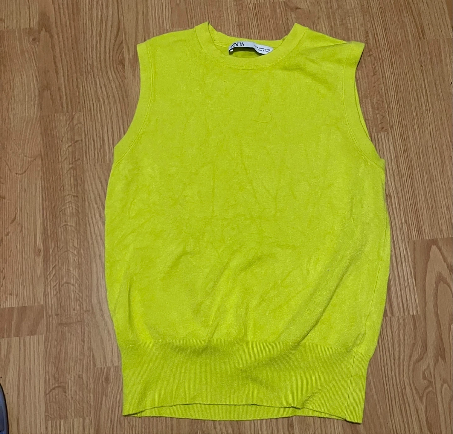 Zara Sleeveless Top - Neon Yellow - Size M - photo 2