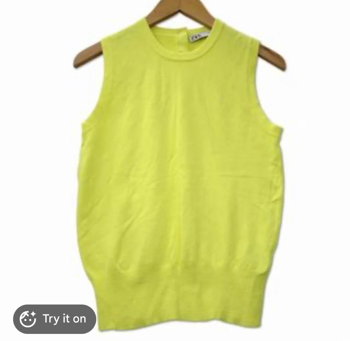 Zara Sleeveless Top - Neon Yellow - Size M - photo 3