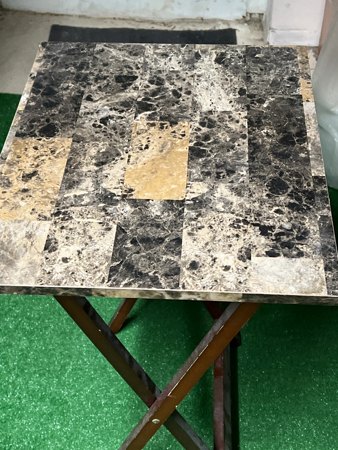 Folding Tray Table with Faux Marble Top