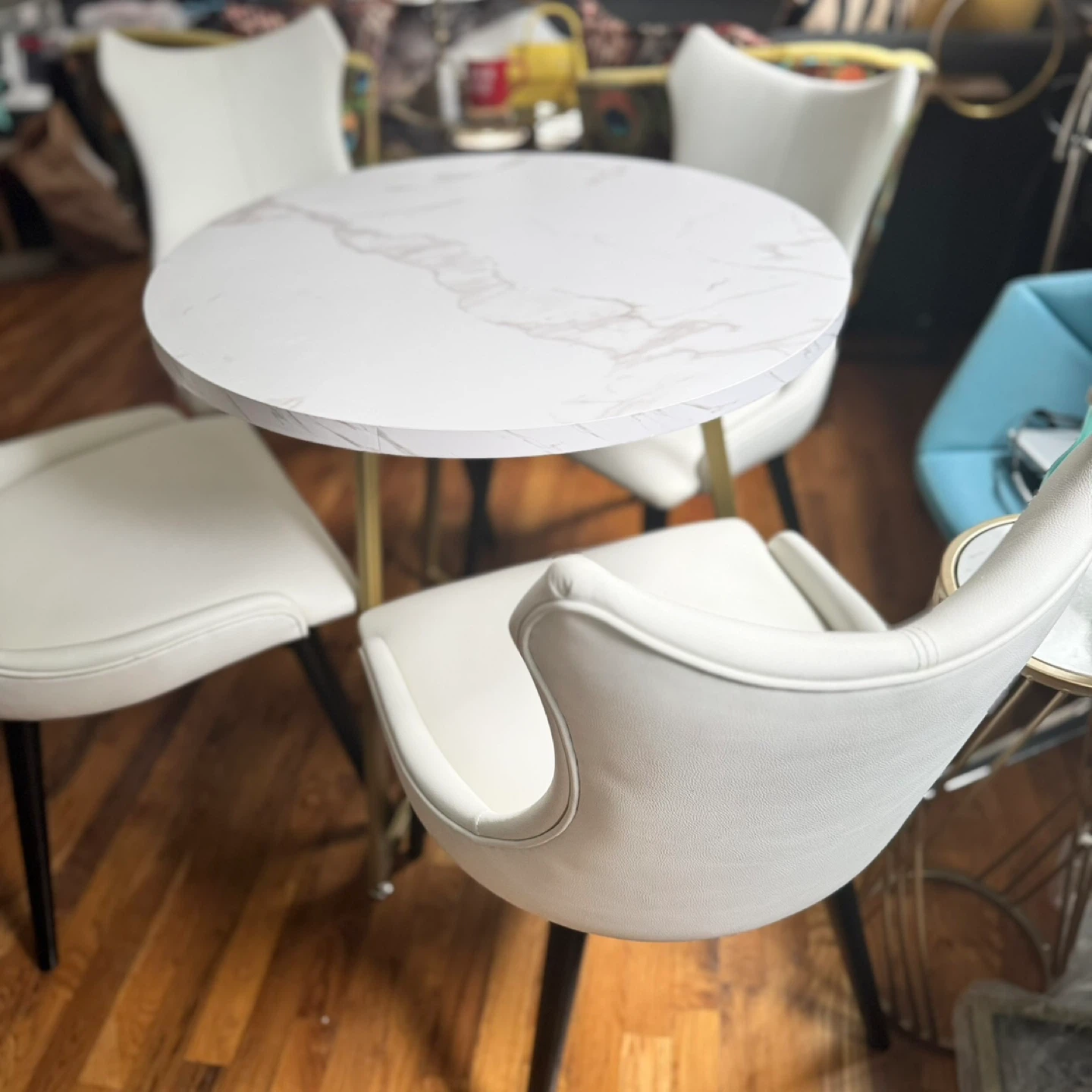 Set of 4 White Dining Chair with Black Legs - photo 2
