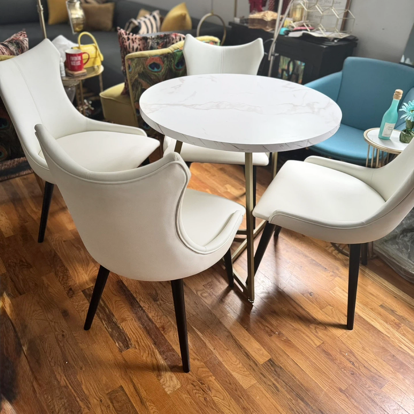 Set of 4 White Dining Chair with Black Legs - photo 3
