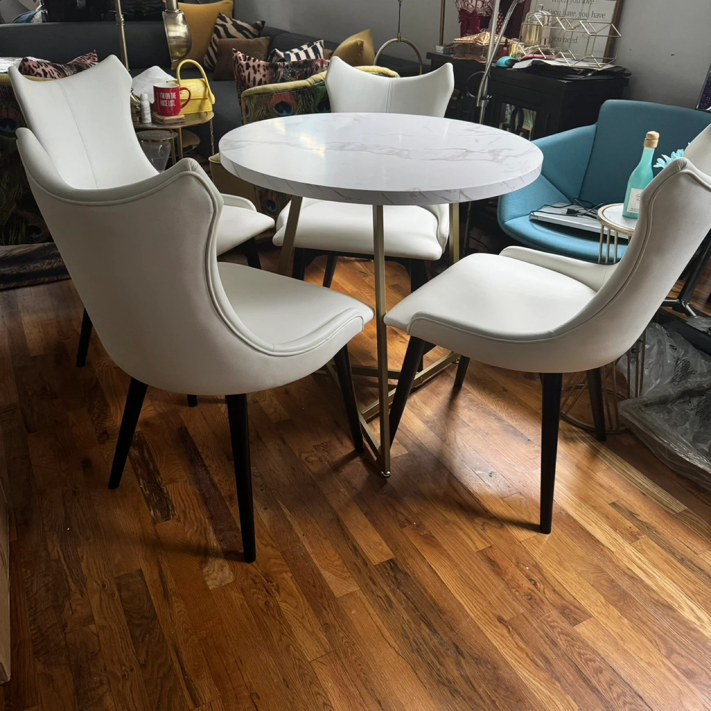 Set of 4 White Dining Chair with Black Legs - photo 4