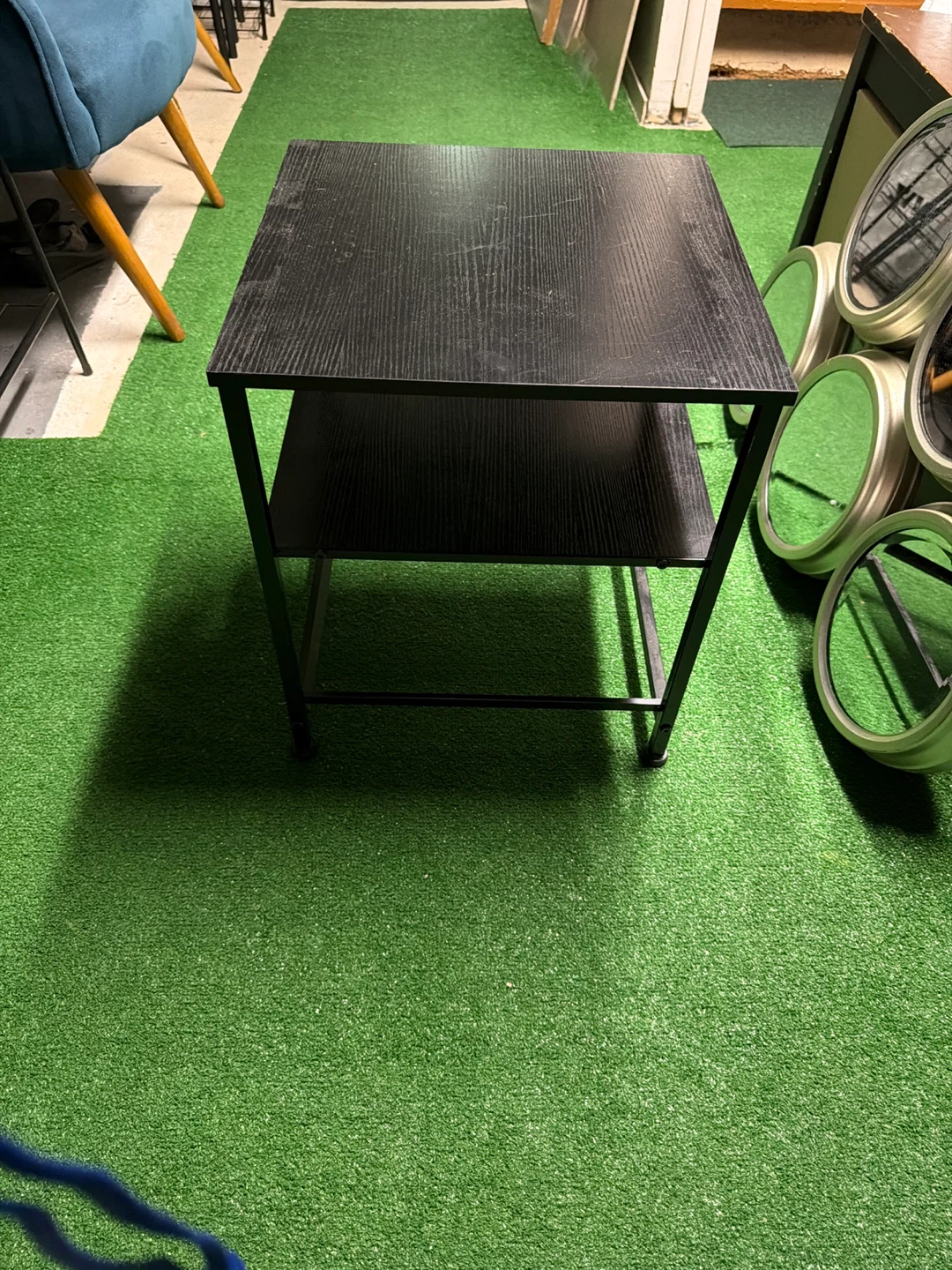 Black 2-Tier End Table 16” L x 16” W x 18”H