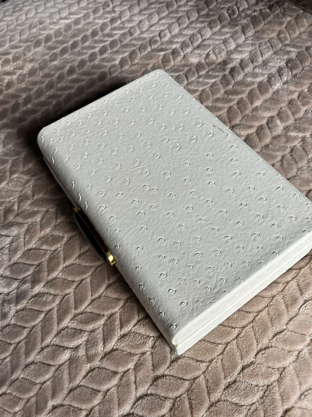 White Faux Ostrich Skin Jewelry Box - photo 3