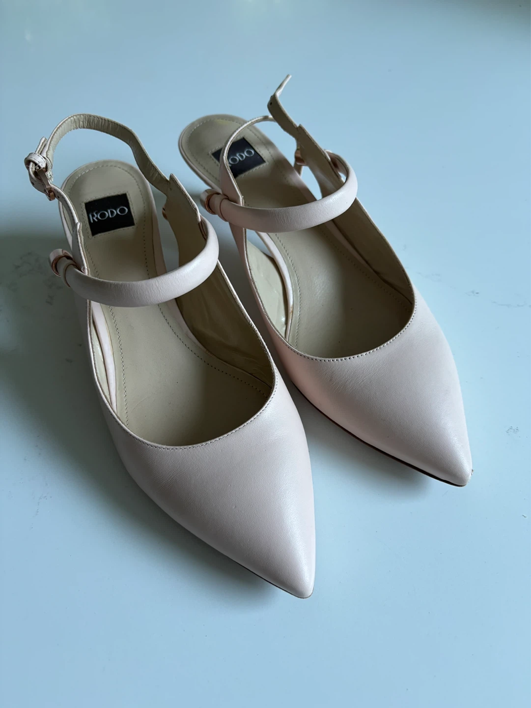 RODO Pink Leather Slingback Heels Size 39