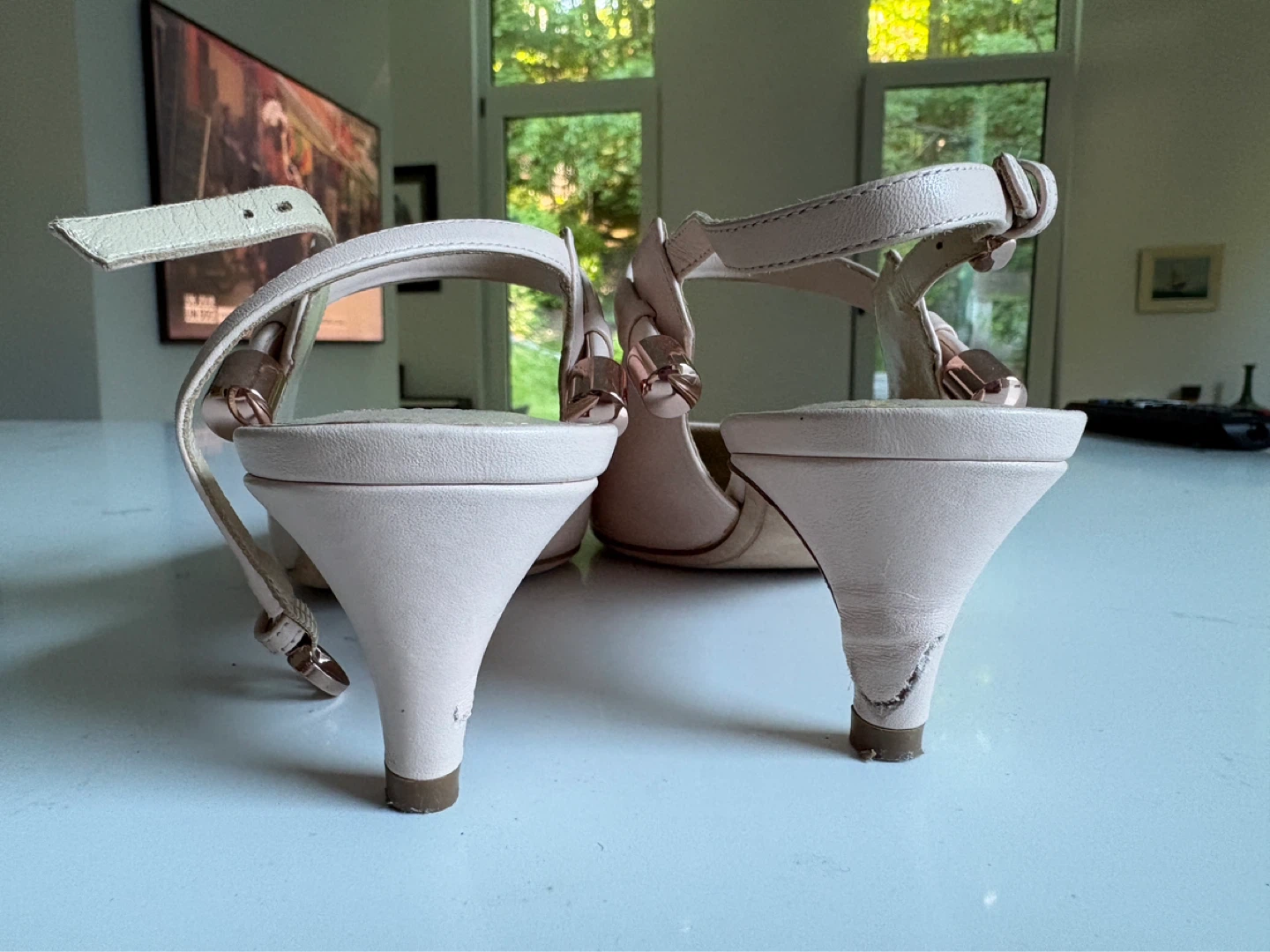 RODO Pink Leather Slingback Heels Size 39 - photo 4