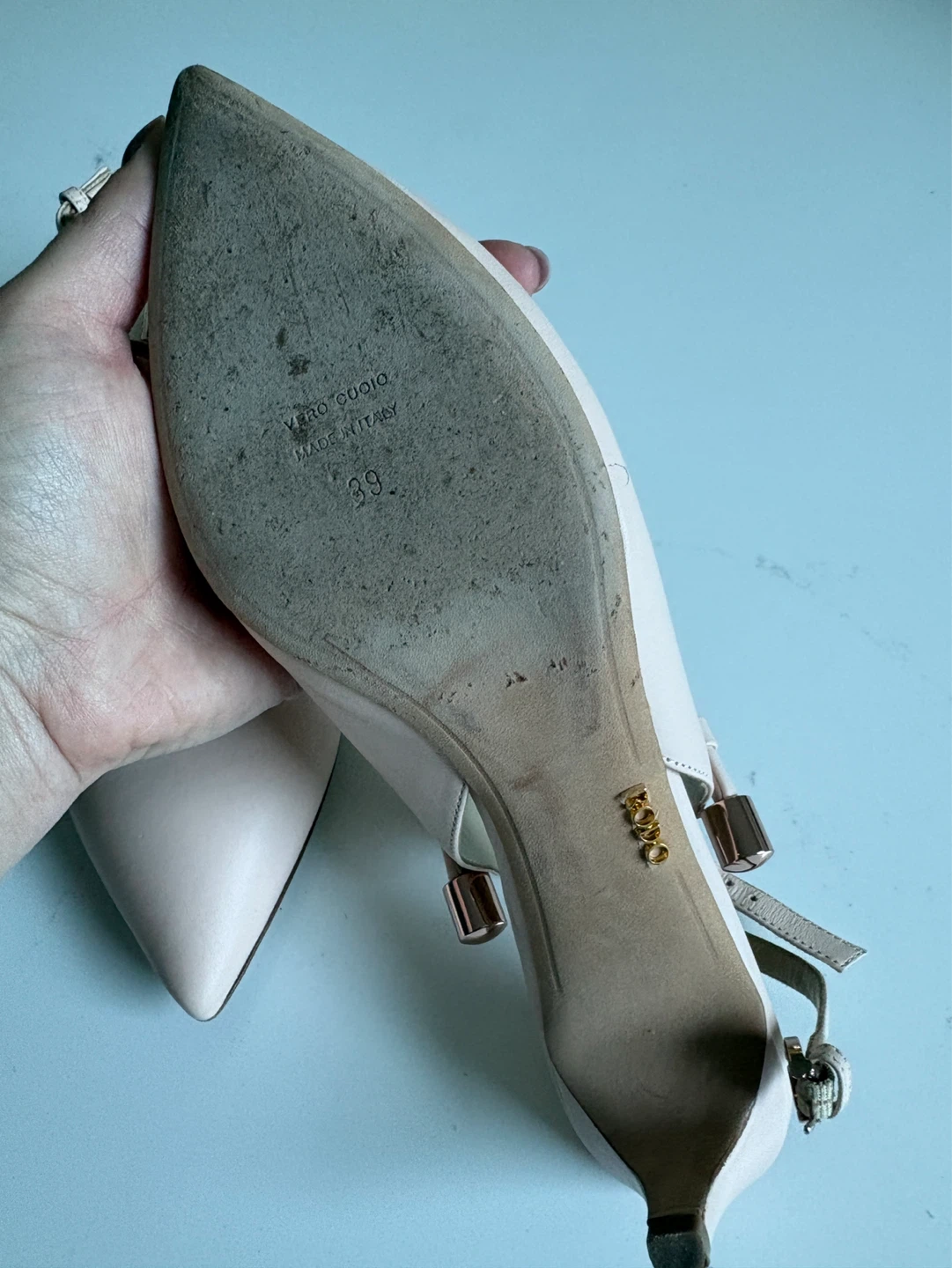 RODO Pink Leather Slingback Heels Size 39 - photo 2