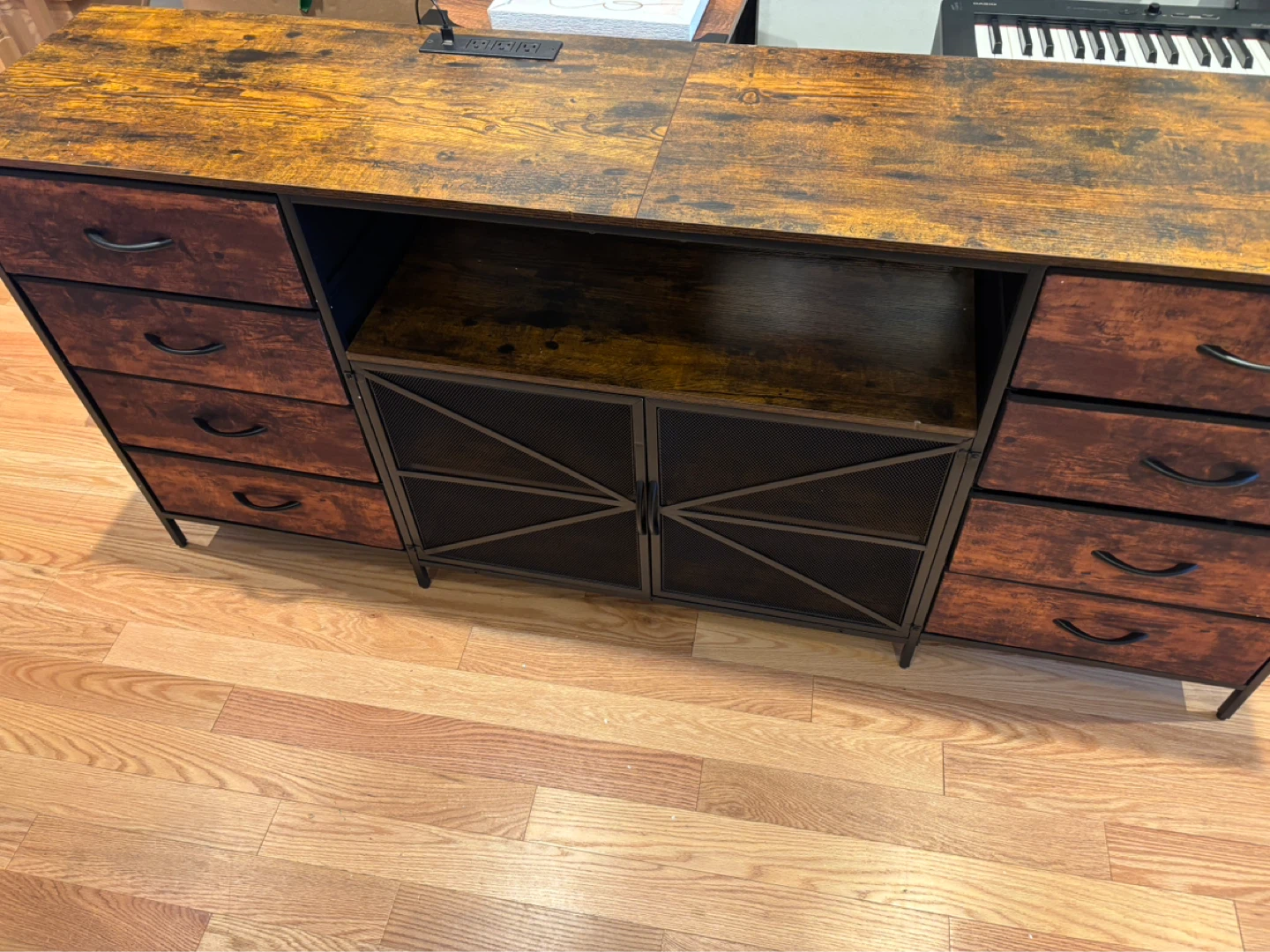 TV Stand with 8 Fabric Drawers with Built-in Power - photo 2