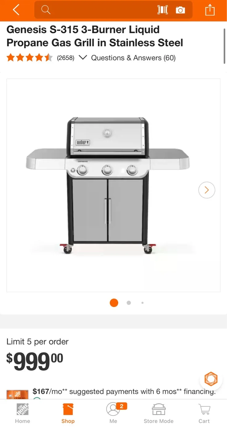 Weber Genesis S-315 3-Burner Propane Gas Grill