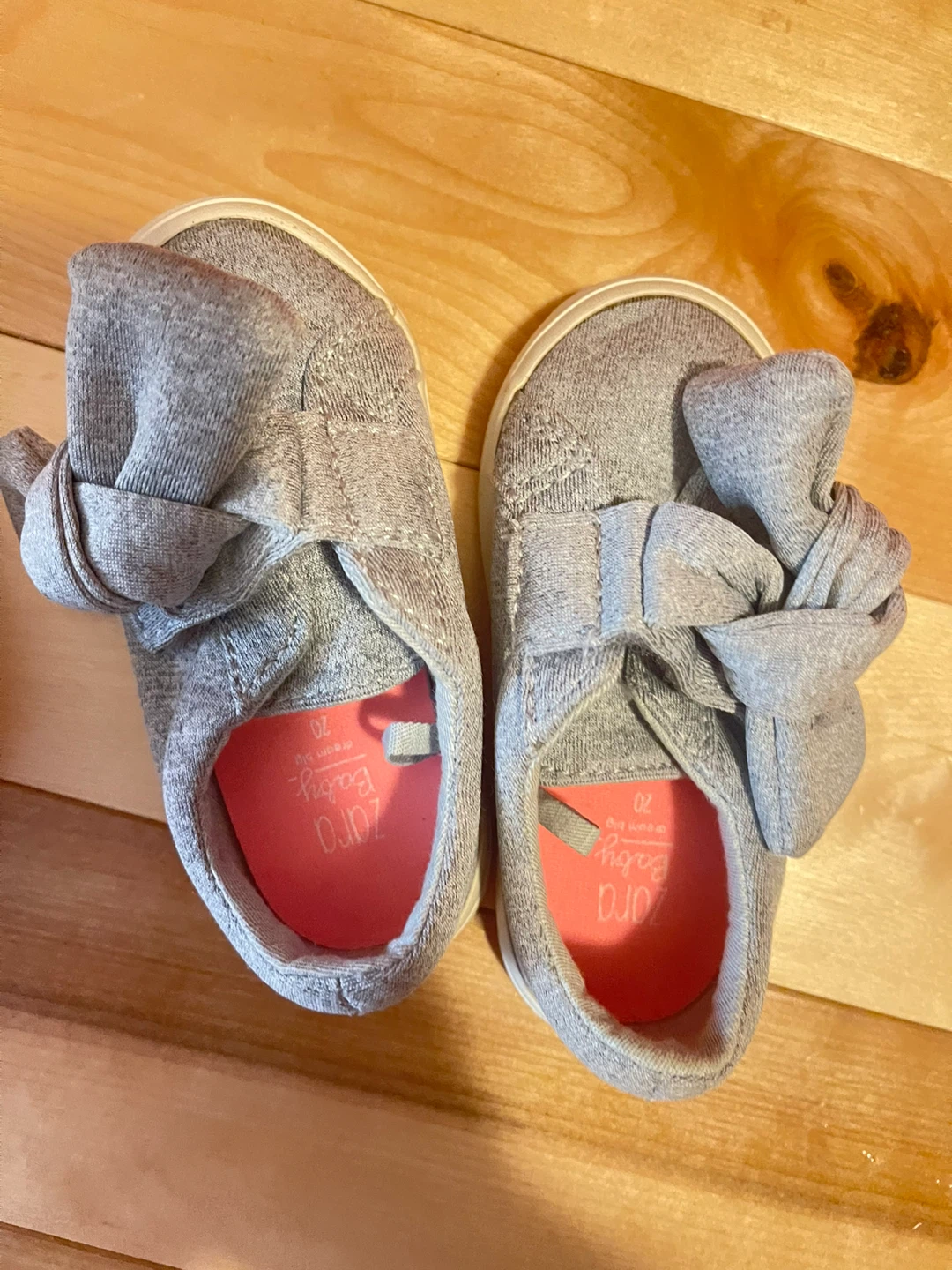Zara Baby Grey Bow Slip-On Shoes - Size 20