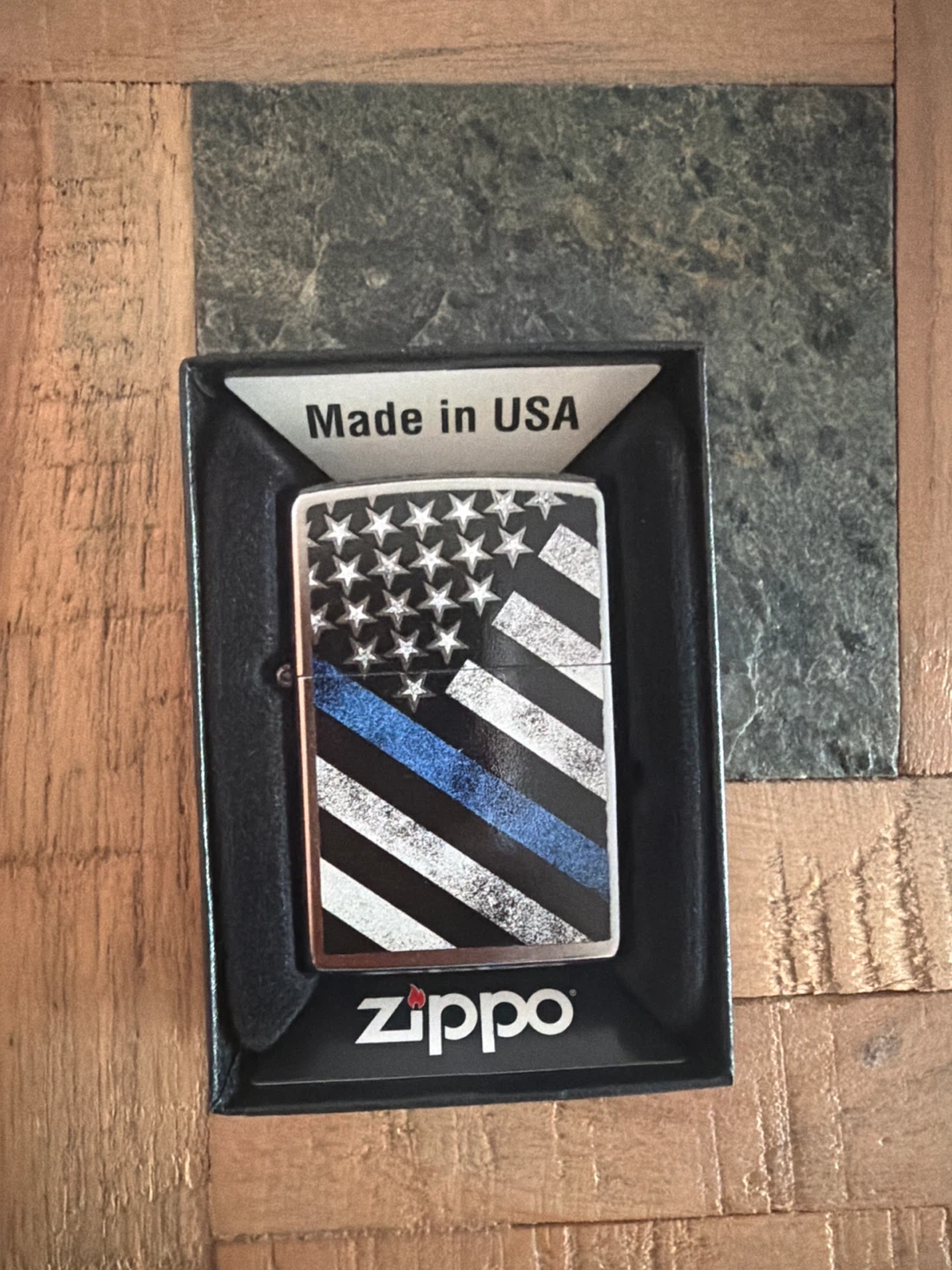 Zippo Lighter - Thin Blue Line American Flag - photo 2
