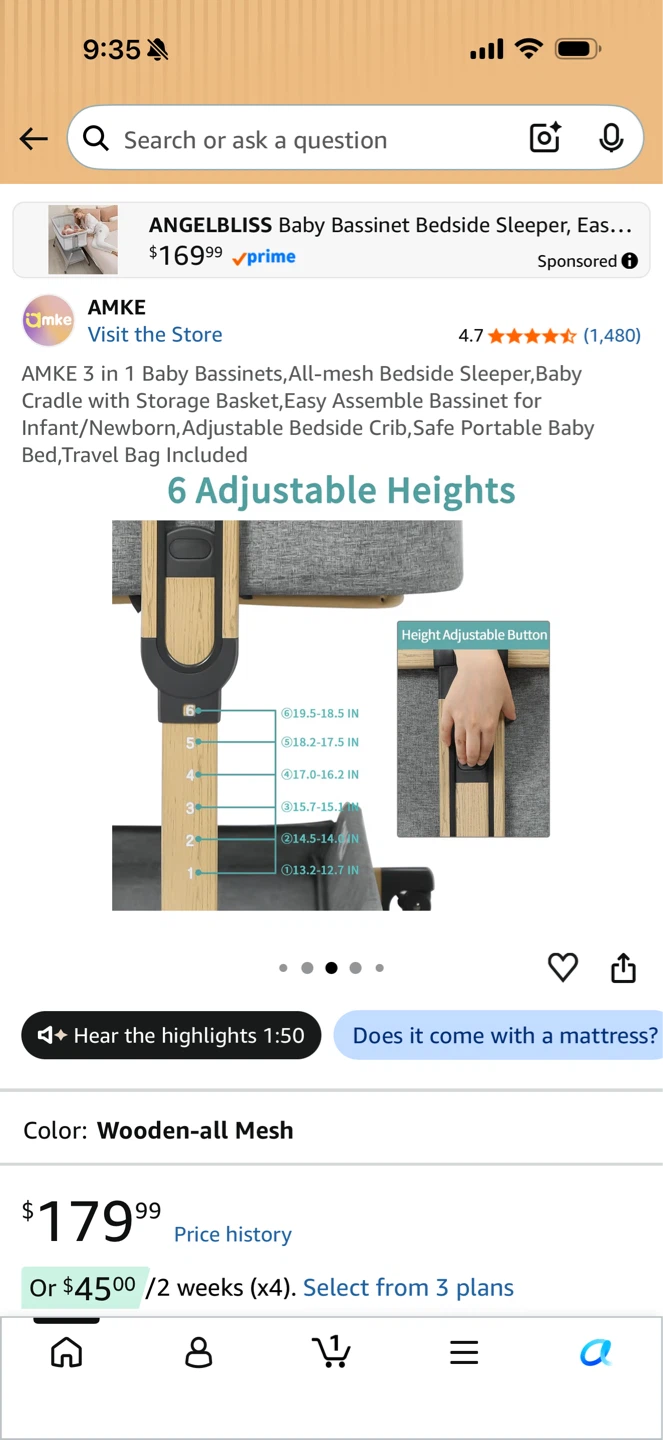 AMKE 3-in-1 Baby Bassinet Bedside Sleeper - photo 5