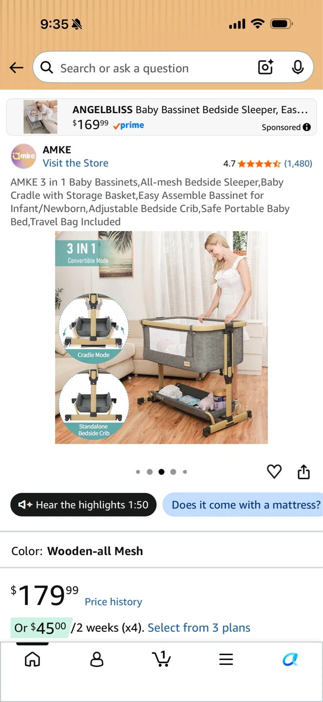 AMKE 3-in-1 Baby Bassinet Bedside Sleeper - photo 4