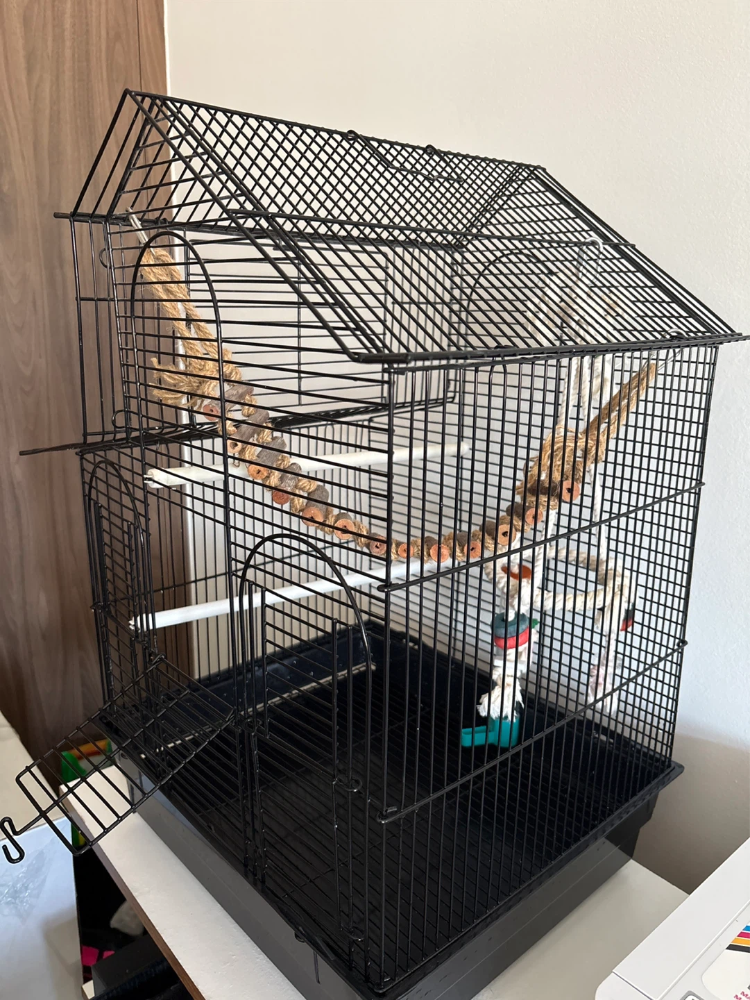 Black Bird Cage with Perches and Water Bottle - photo 3