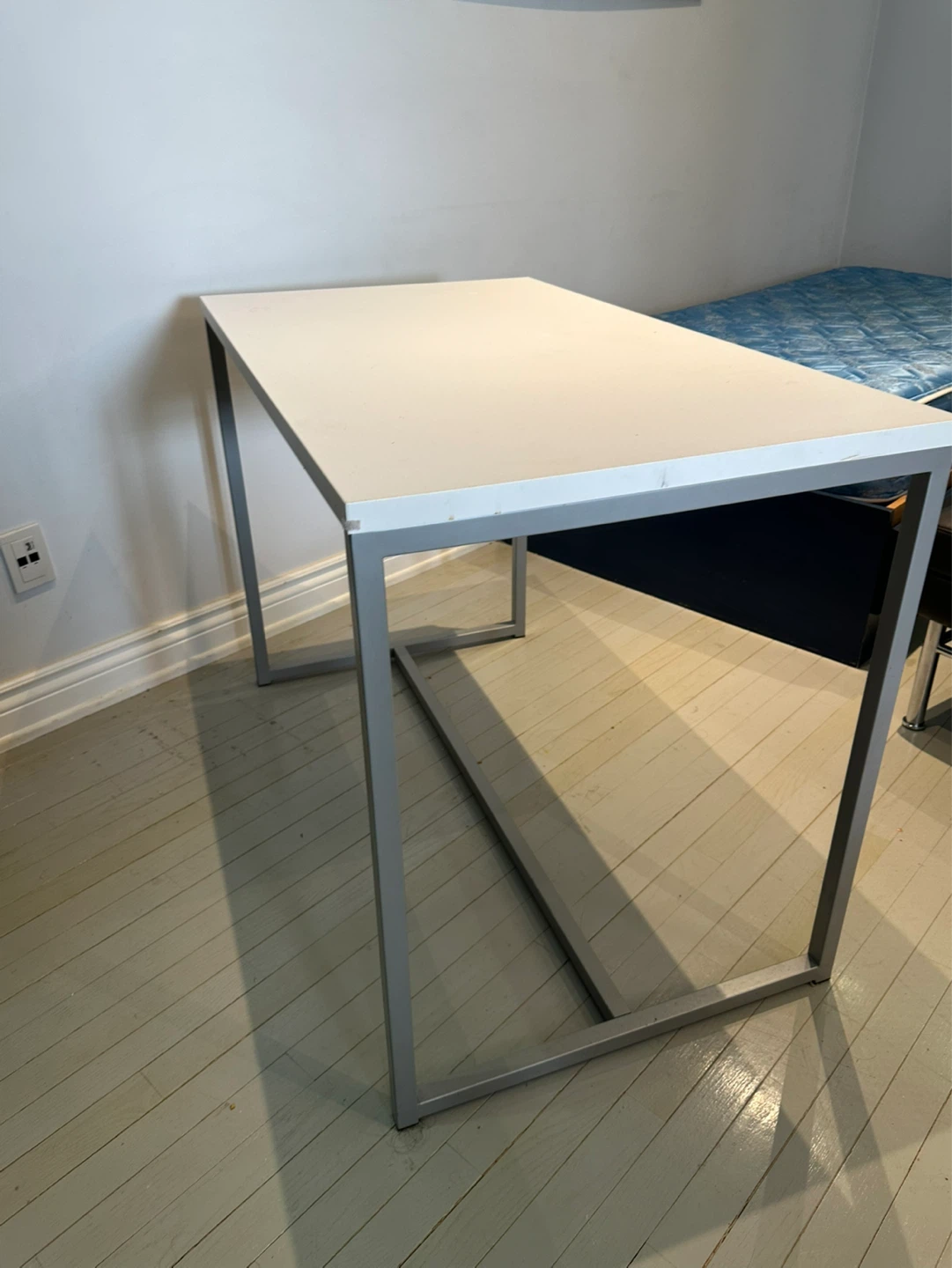 White and Grey Metal Frame Desk