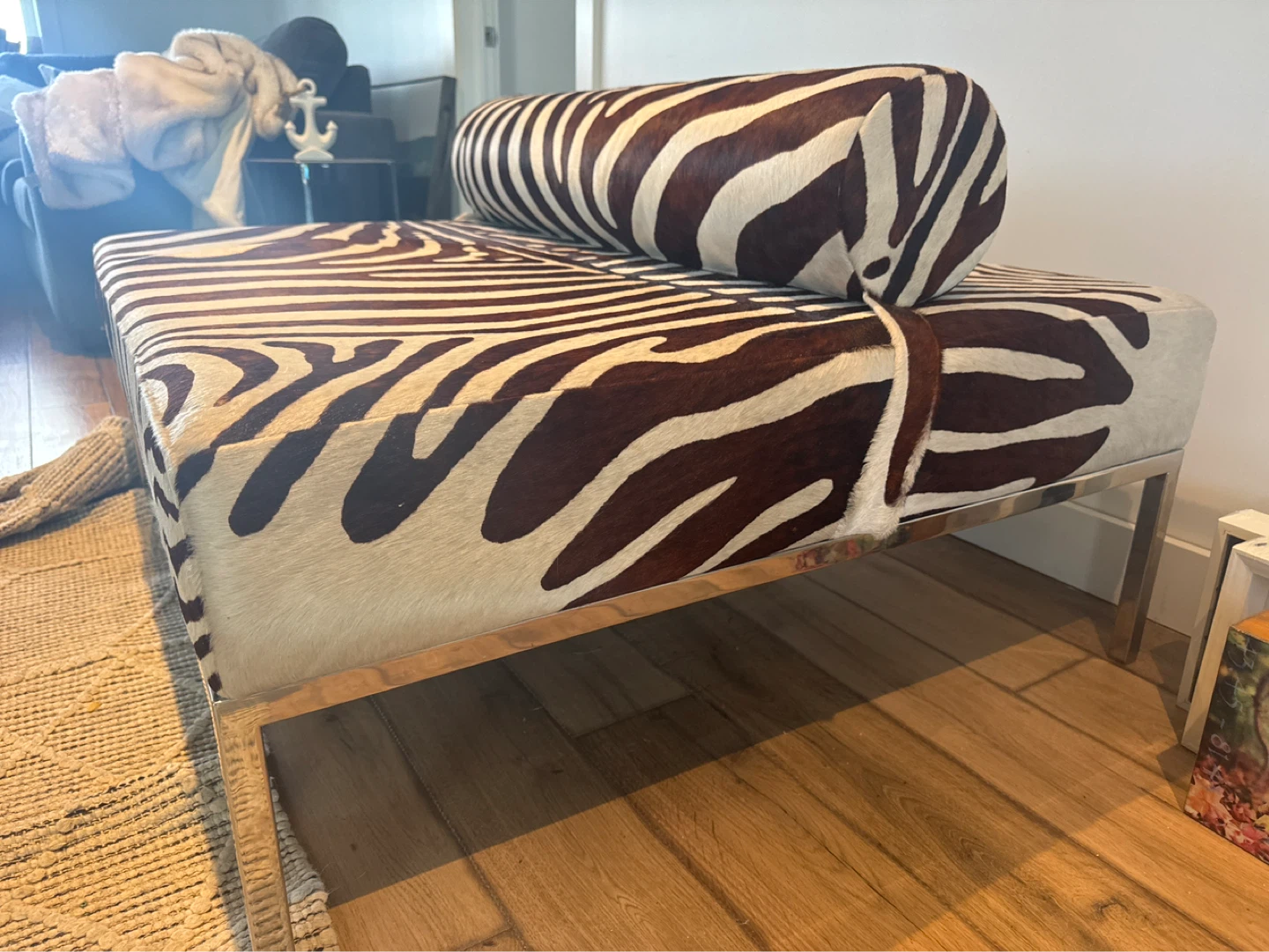 Zebra Print Bench with Bolster Pillow - photo 2